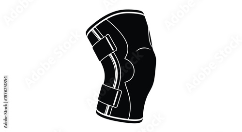 Black knee brace graphic illustration on transparent background silhouette