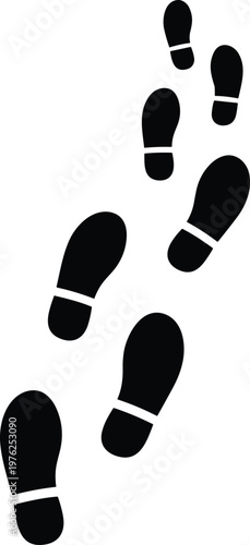 Footprints on transparent background set shoe prints trail for design and overlay on images.