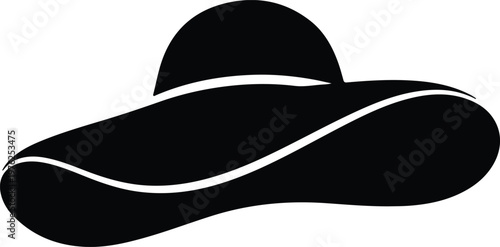 Silhouette elegant wide brim summer sun hat for woman accessory vector design