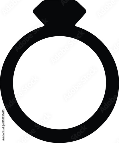 Silhouette elegant diamond engagement ring icon for wedding jewelry branding vector design