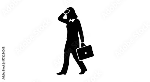 Businesswoman Silhouette Holding Briefcase Looking Ahead For Opportunities