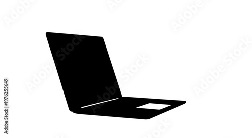 Minimalist Black Laptop Icon with Trackpad on White Background Technology