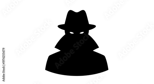 Mysterious Silhouette Figure in Fedora Hat, Glowing Eyes, Secrecy