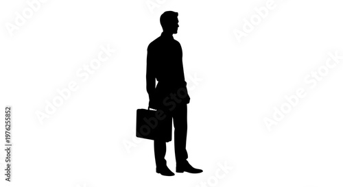 Silhouette of a Businessman with Briefcase Standing Confidently