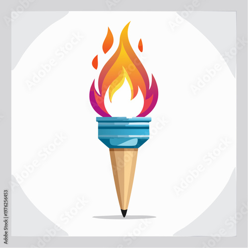 Stylized fire in shades of red, orange, and yellow on a white backdrop