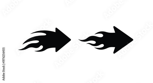 Two fiery arrows pointing right a dynamic design on transparent background silhouette