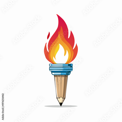 A cartoon flame illustration, with red and orange gradients on a white backdrop