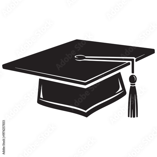 Black Graduation Cap with Tassel Illustration