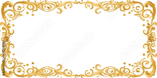 Abstract gold decorative frame with repeating scroll patterns and subtle golden embellishments white background decorative element abstract patterns repeating embellishment
