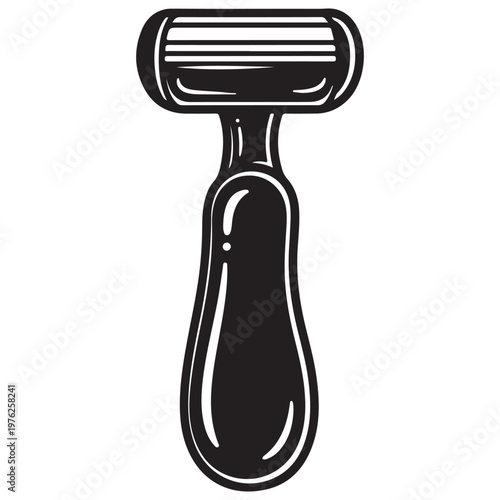 Close-up Black and White Illustration of a Razor