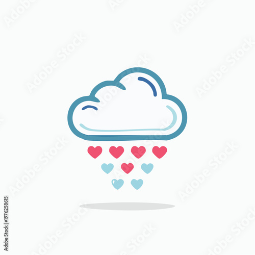 A cartoonish cloud graphic in shades of blue against a white background