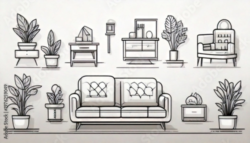 Pixel Art Interior Design Elements Collection.