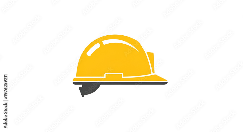 Fototapeta premium Yellow construction worker hard hat isolated on black background safety helmet for industrial work protection equipment in vector design