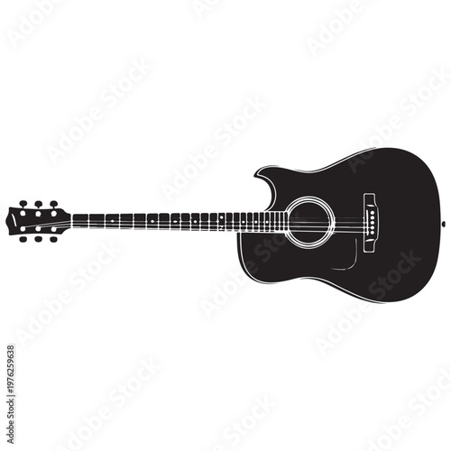 Acoustic Guitar Silhouette Illustration on White Background