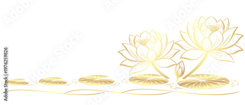 Vector silhouette illustration of a golden lotus for Vesak Day
