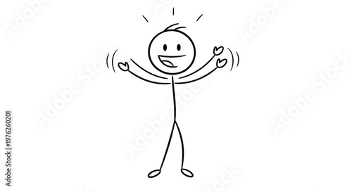A stick figure expressing joyful excitement.