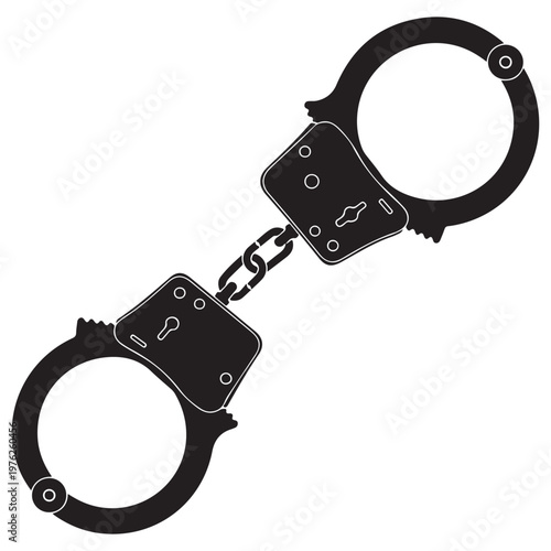 Black Handcuffs Illustration on White Background