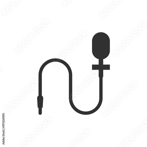 Lavalier microphone icon. Clip-on audio recording and hands-free communication. Monochrome black and white symbol