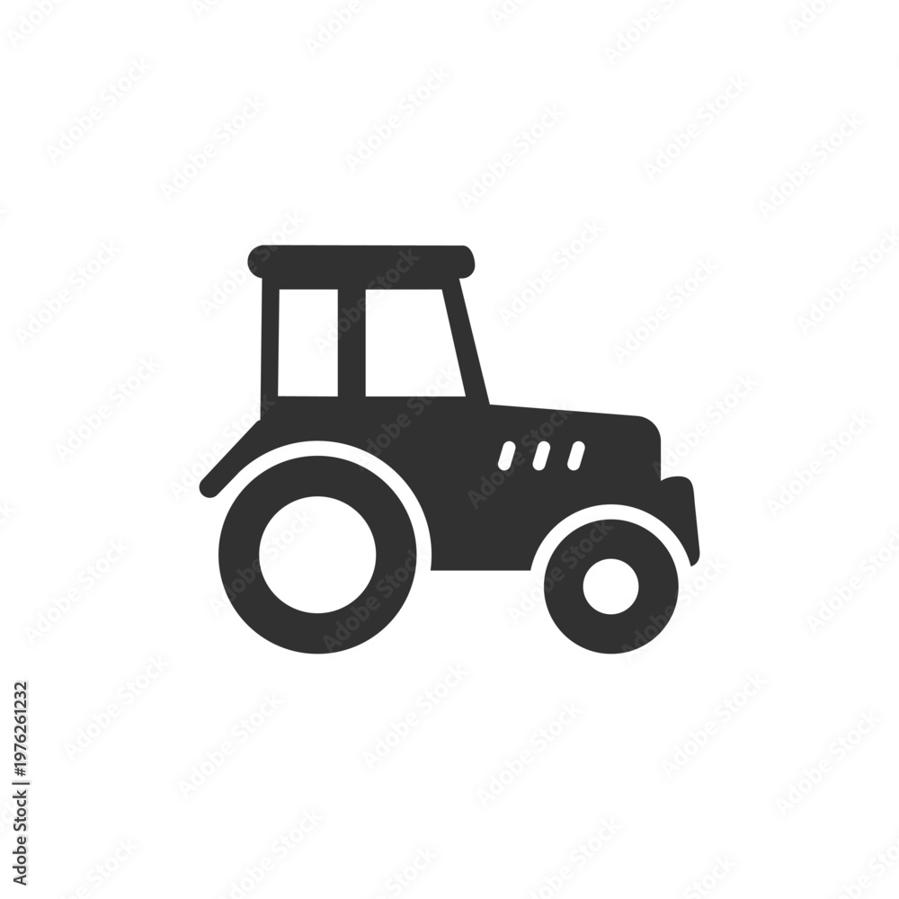 Fototapeta premium Tractor icon. Agricultural machinery and farming work. Monochrome black and white symbol