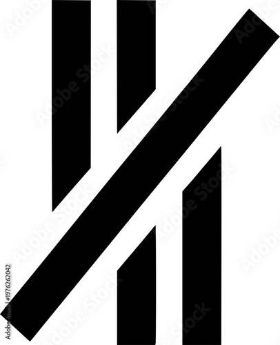 Forbidden Design: A stark, minimalist design of vertical lines crossed by a diagonal slash, symbolizing prohibition or restriction against background.