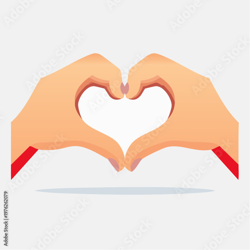 Two hands forming a heart shape, gradient coloring, and white background
