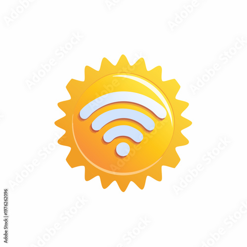 Yellow sun with blue and white signals