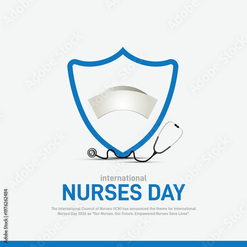 international nurses day 2026. international nurses day creative poster, banner, postcard, background, template, backdrop, social media post, greetings card, web banner, cover design etc. Caring for n