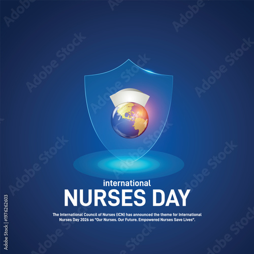 international nurses day 2026. international nurses day creative poster, banner, postcard, background, template, backdrop, social media post, greetings card, web banner, cover design etc. Caring for n