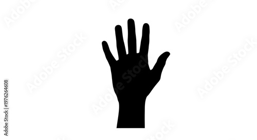 Black Silhouette of a Raised Hand with Fingers Spread