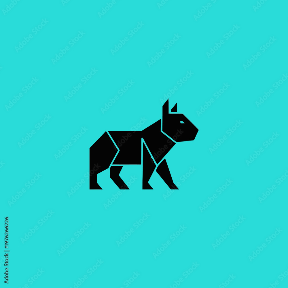Obraz premium Geometric Black Capybara Silhouette on Teal Background.