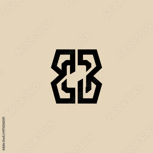 Geometric Abstract Logo Design with Interlocking Shapes.