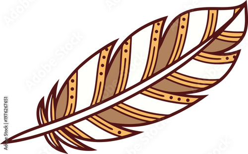 Bohemian Feather Tribal Style Illustration. Boho Feather Collection Ethnic Design. Decorative Bohemian Feather Elements Set. Boho Chic Feather Pattern Collection. Ethnic Feather Ornament Bohemian