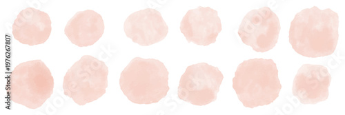 Watercolor peach blotch with soft pastel texture and coral pink tones. Abstract aquarelle splash with light apricot, wet ink stain isolated on white background for frame, border and design.