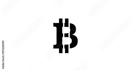 Bitcoin Symbol Black and White Cryptocurrency Icon.