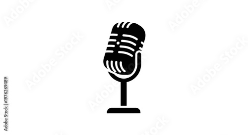 Vintage Microphone Icon for Audio Recording, Podcast, and Music Performance