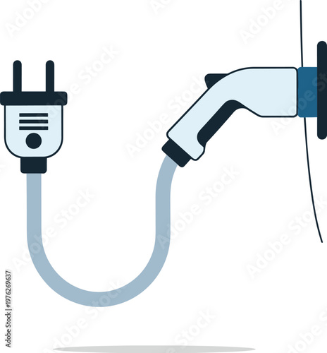 An electric plug connected to a wall outlet on transparent background
