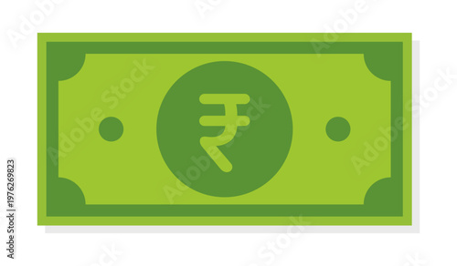 Green Indian Rupee banknote for finance and currency concepts
