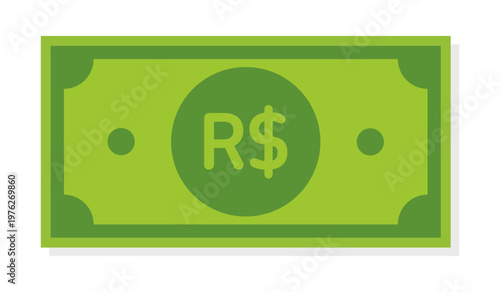 Green Brazilian Real currency note for financial and business concepts