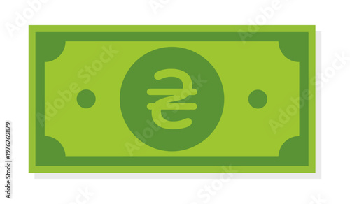 Green Ukrainian Hryvnia banknote icon for finance and economy