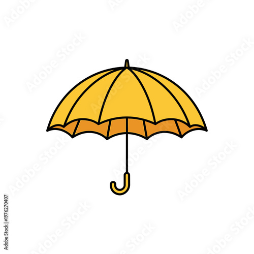 Bright yellow umbrella icon isolated on white background