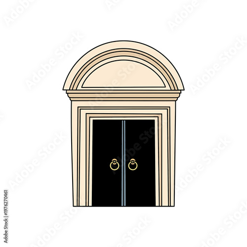 Classical Arched Stone Door Illustration on White Background