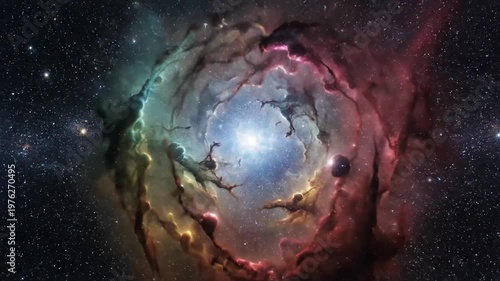 Vibrant swirling nebula in deep space.