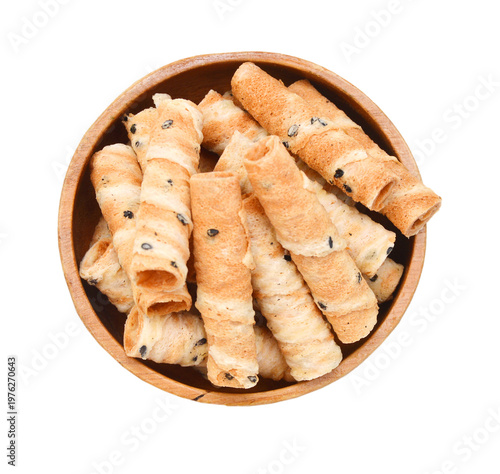 Waffle rolls isolated on white background 