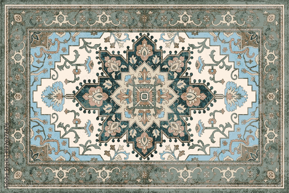 Fototapeta premium Vintage Folk style traditional printed Carpet with trending colors and texture in high resolution 