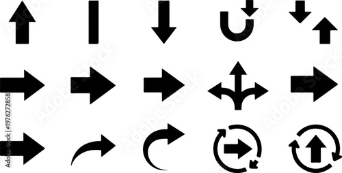 Directional arrow vector icon set with navigation symbols, turn and rotate signs, isolated eps