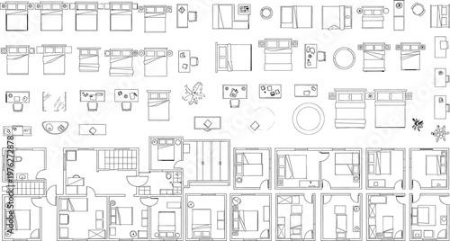Architectural plans and sketches a collection of building layouts isolated on transparent background
