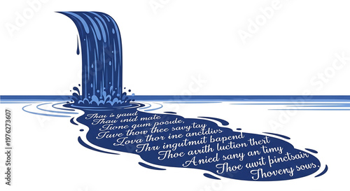 A vector graphic illustration of a fountain with flowing water and poetic text in a minimalist design