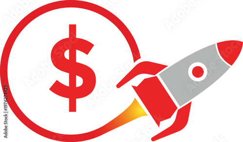 Rocket Launching Towards Dollar Sign Symbolizing Financial Growth.