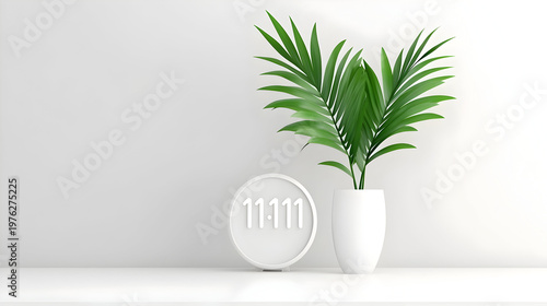 Digital Clock Displaying 1111 on Modern Nightstand with Soft Ambient Lighting