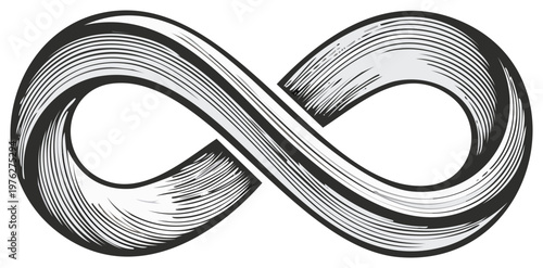 Engraved Infinity Symbol with Hatching Detail